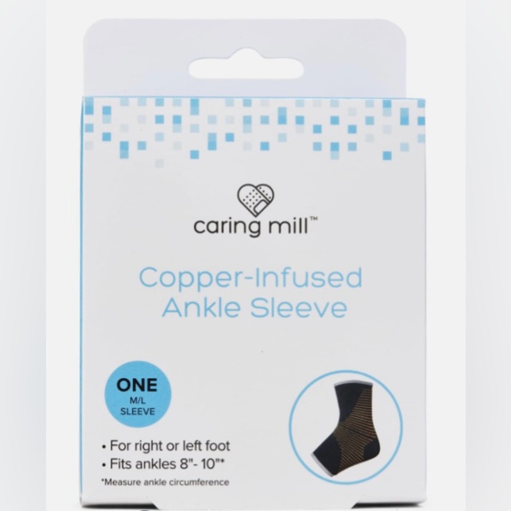 Caring Mill Copper-Infused Ankle Brace Compression Sleeve, M/L